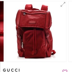 Authentic Gucci nylon monogram double buckle backpack